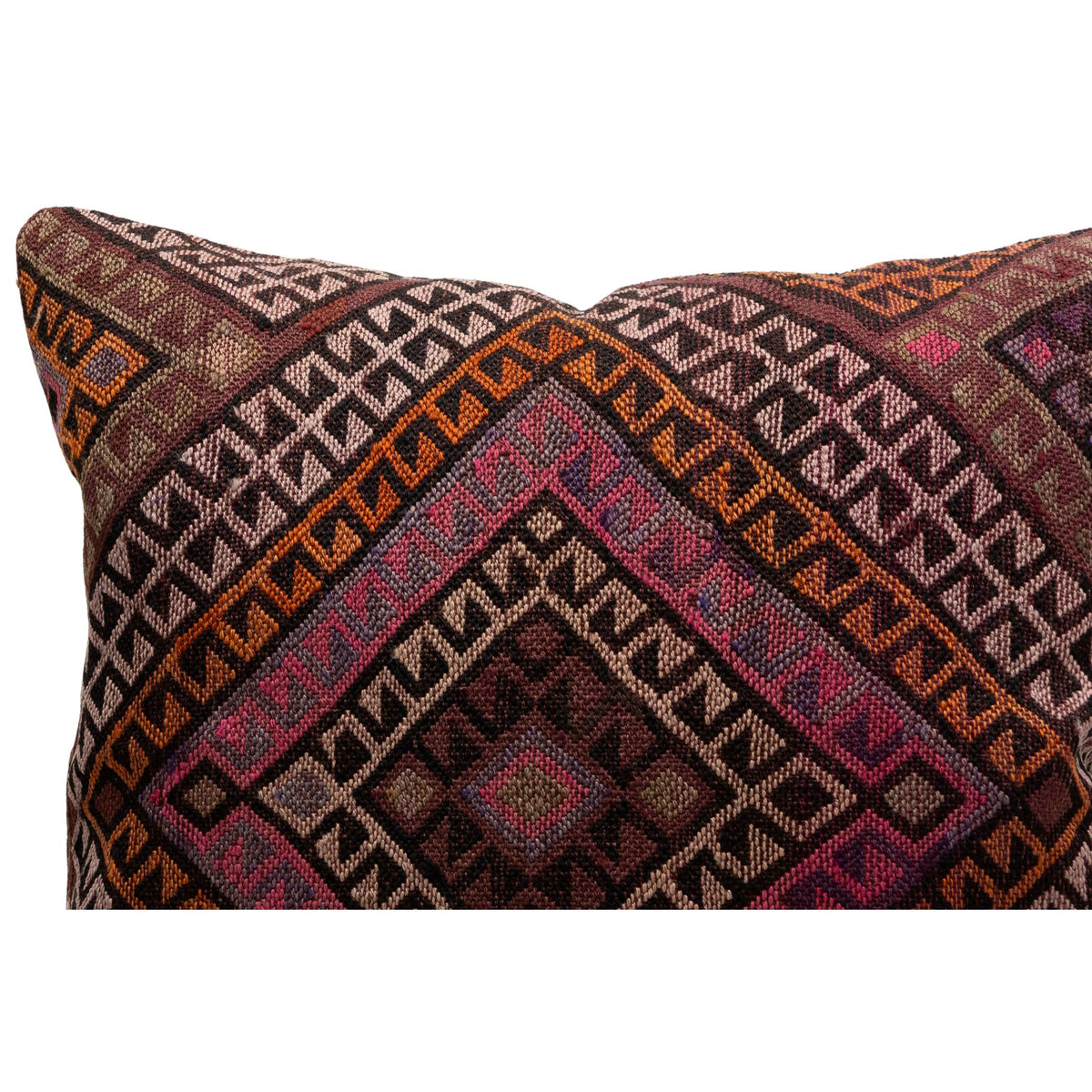 24" x 24" Handwoven Geometric Kilim Cushion Cover