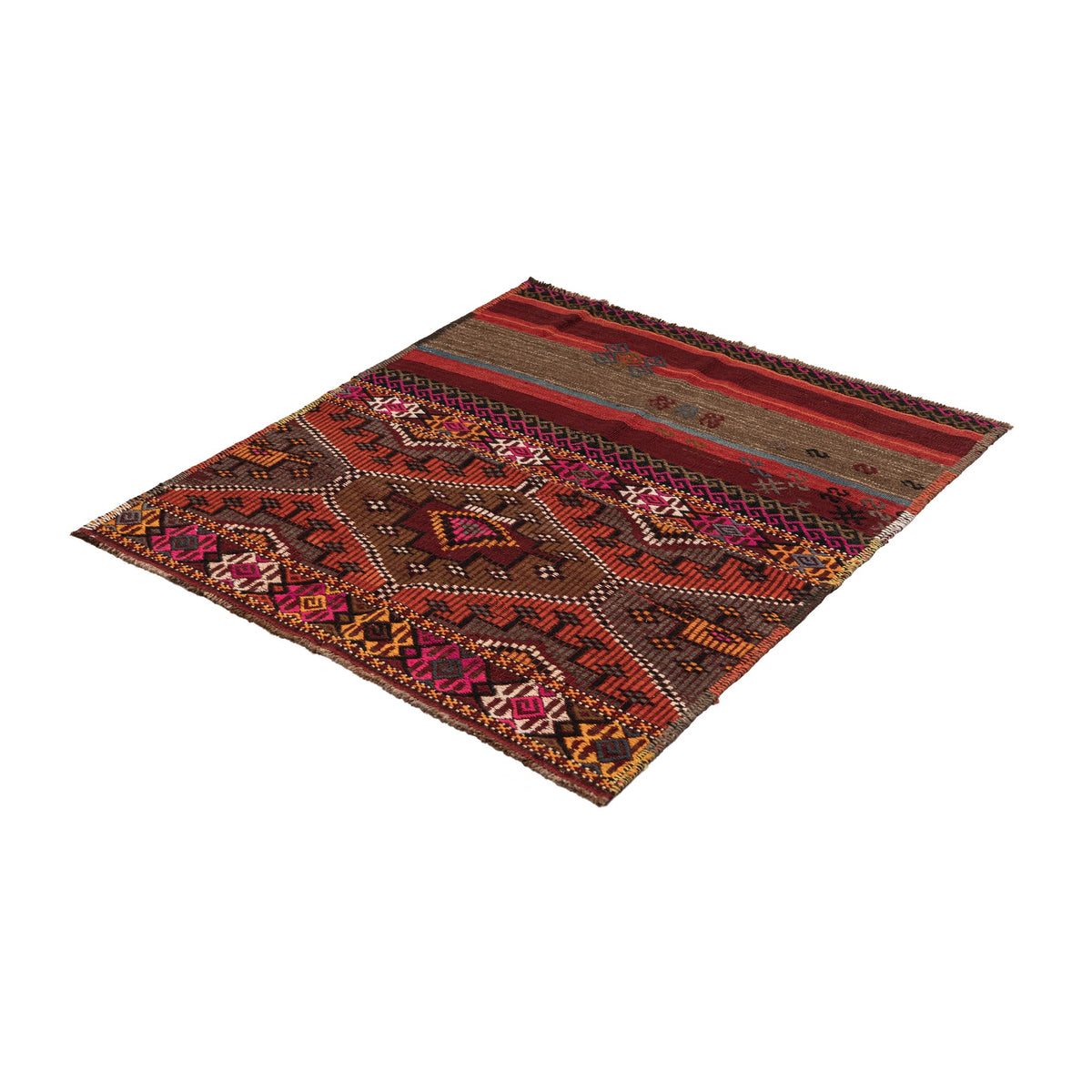 Kondagon - (3'6'' x 3'9'') Vintage Turkish Kilim