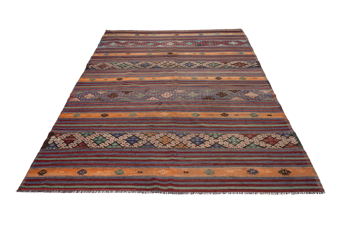 (5'10'' x 8'4'') Authentic Flatweave Vintage Kilim Rug