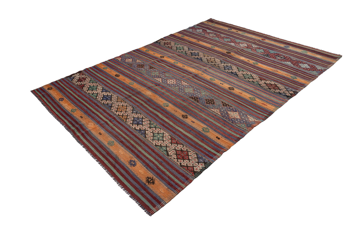 (5'10'' x 8'4'') Authentic Flatweave Vintage Kilim Rug