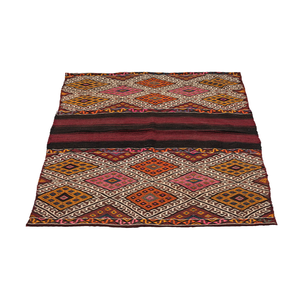 - (3'3'' x 4'3'') Handwoven Tribal Vintage Small Kilim Rug