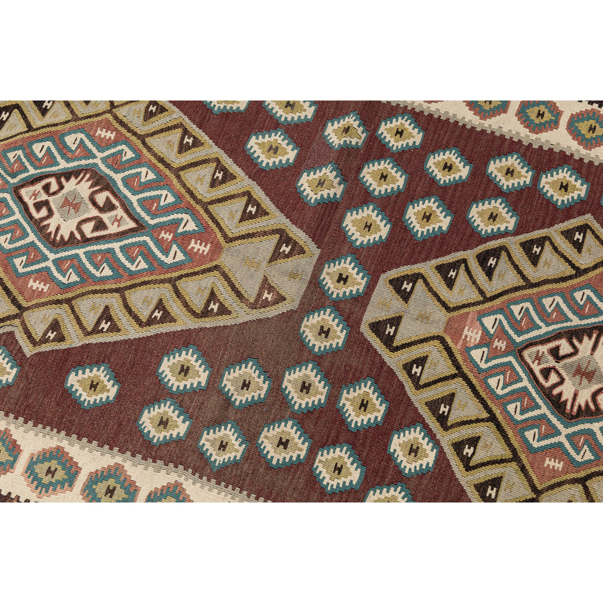 - (3'5'' x 6'5'') Handwoven Tribal Vintage Small Kilim Rug