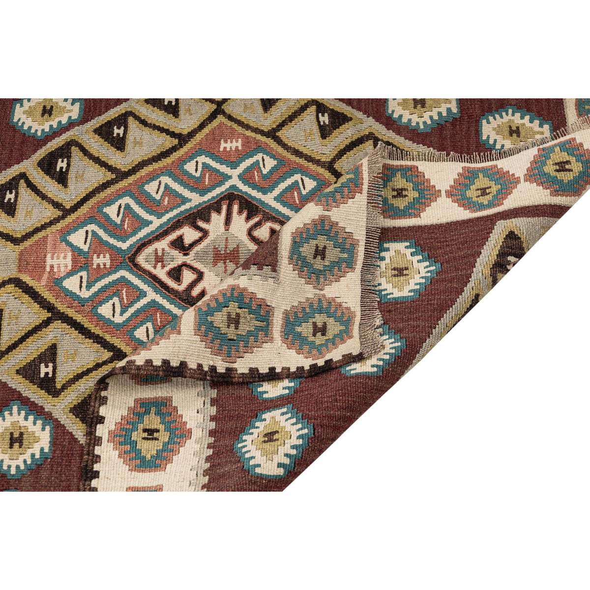 - (3'5'' x 6'5'') Handwoven Tribal Vintage Small Kilim Rug