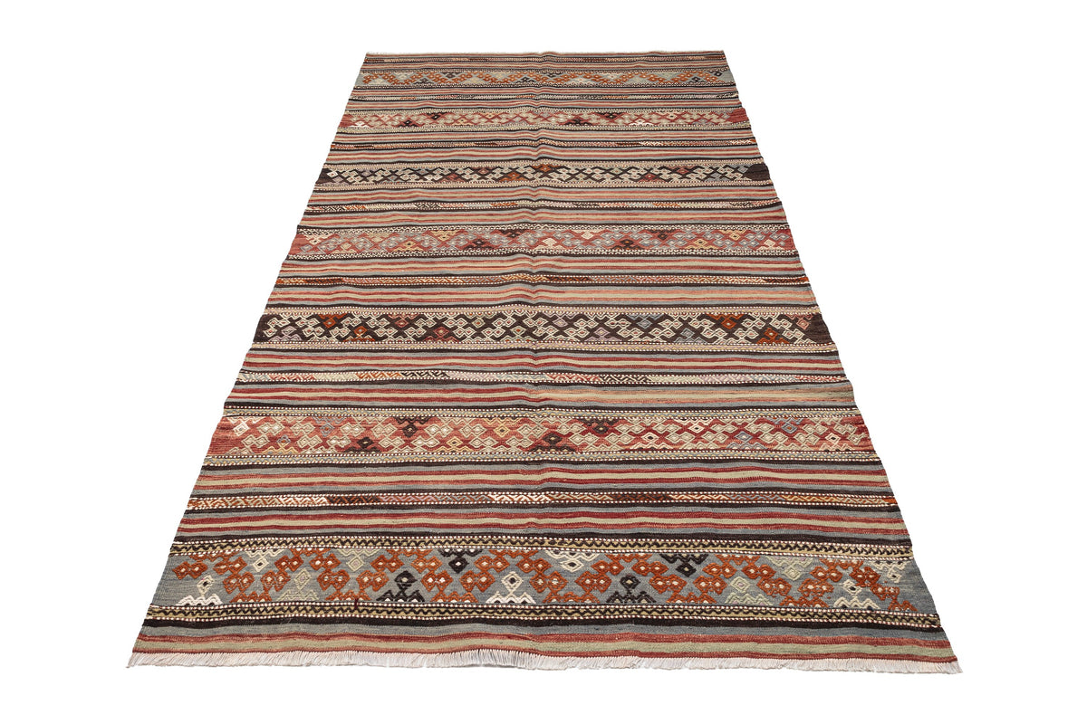 (5'1'' x 9') Authentic Vintage Kilim Striped Area Rug