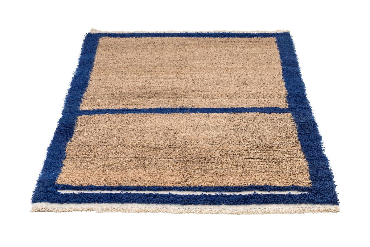 (4' x 5') Vintage Turkish Blue Beige Tulu Rug