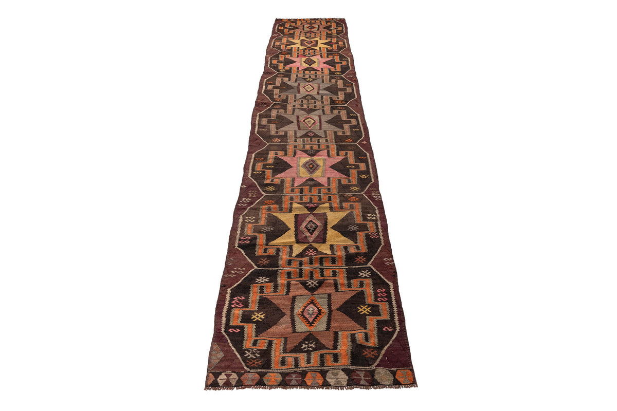 (2'6'' x 15'1'') Oriental Authentic Kilim Runner Rug