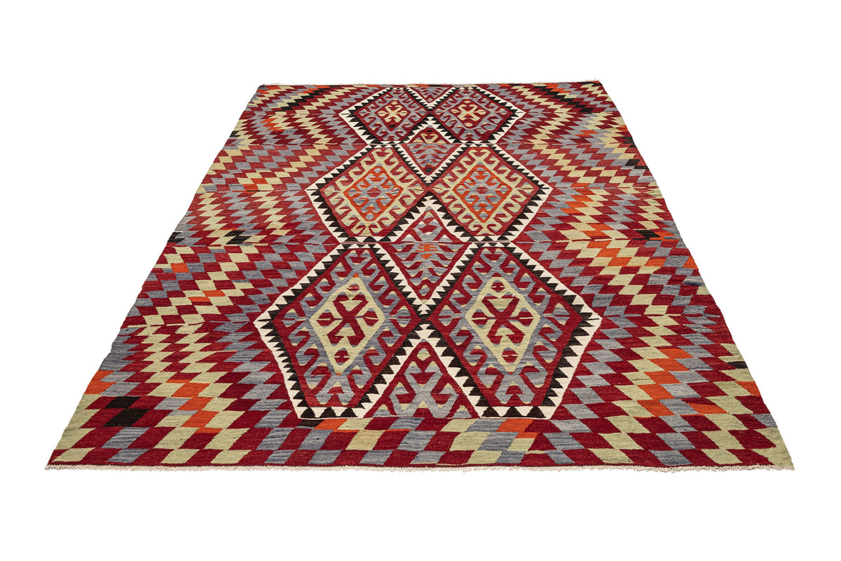 (5'9'' x 7'10'') Authentic Vintage Kilim Geometric Area Rug