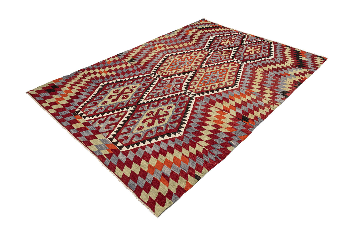 (5'9'' x 7'10'') Authentic Vintage Kilim Geometric Area Rug