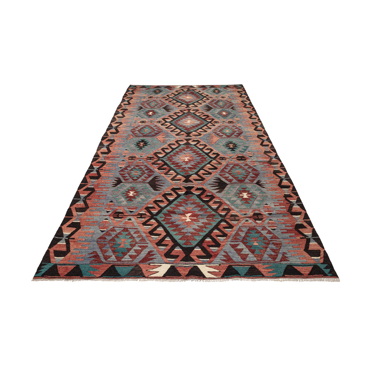 - (5'4'' x 10'7'') Vintage Turkish Kilim