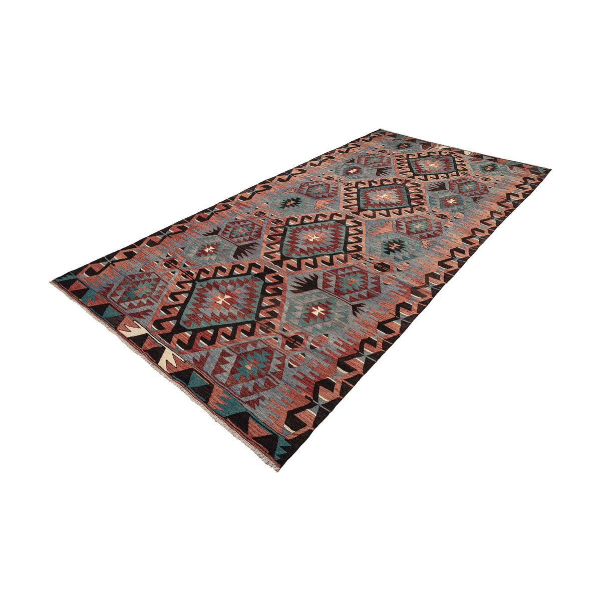 - (5'4'' x 10'7'') Vintage Turkish Kilim