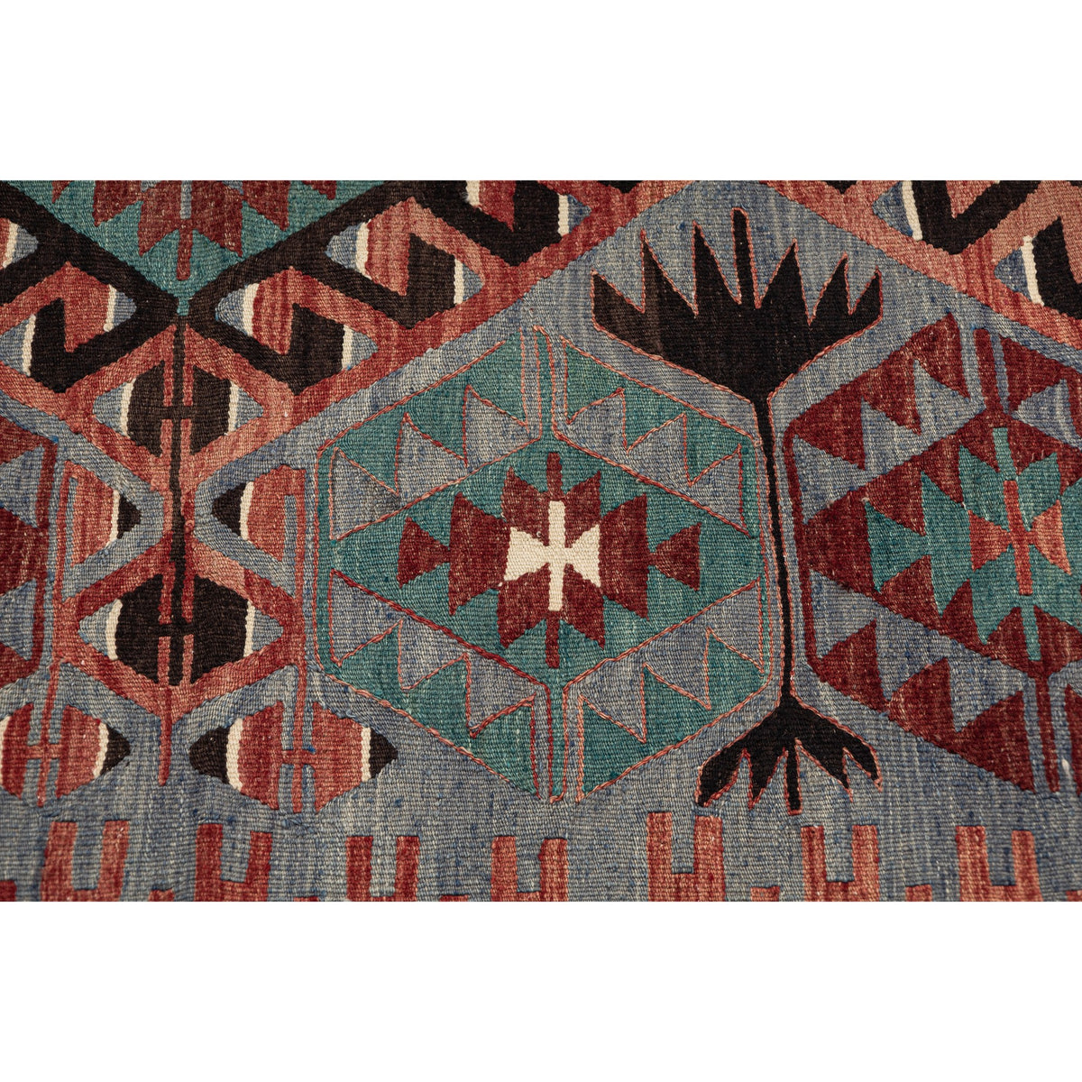 - (5'4'' x 10'7'') Vintage Turkish Kilim