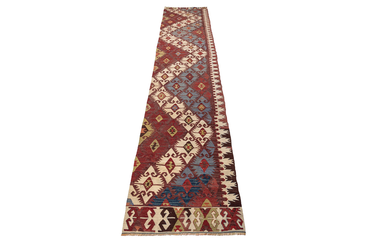 (2'6'' x 12'11'') Oriental Authentic Kilim Runner Rug