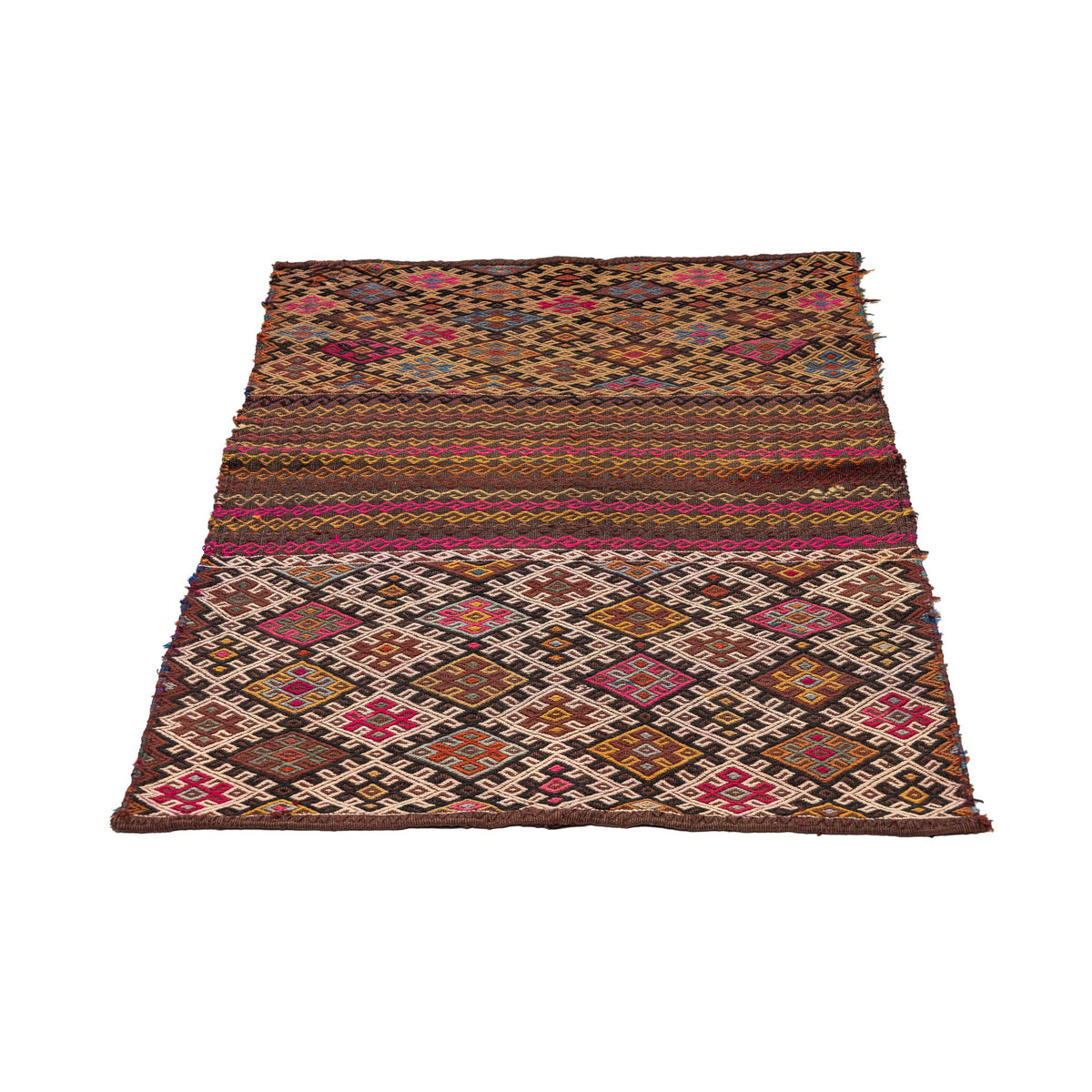 - (3'1'' x 4'3'') Handwoven Vintage Tribal Kilim Rug