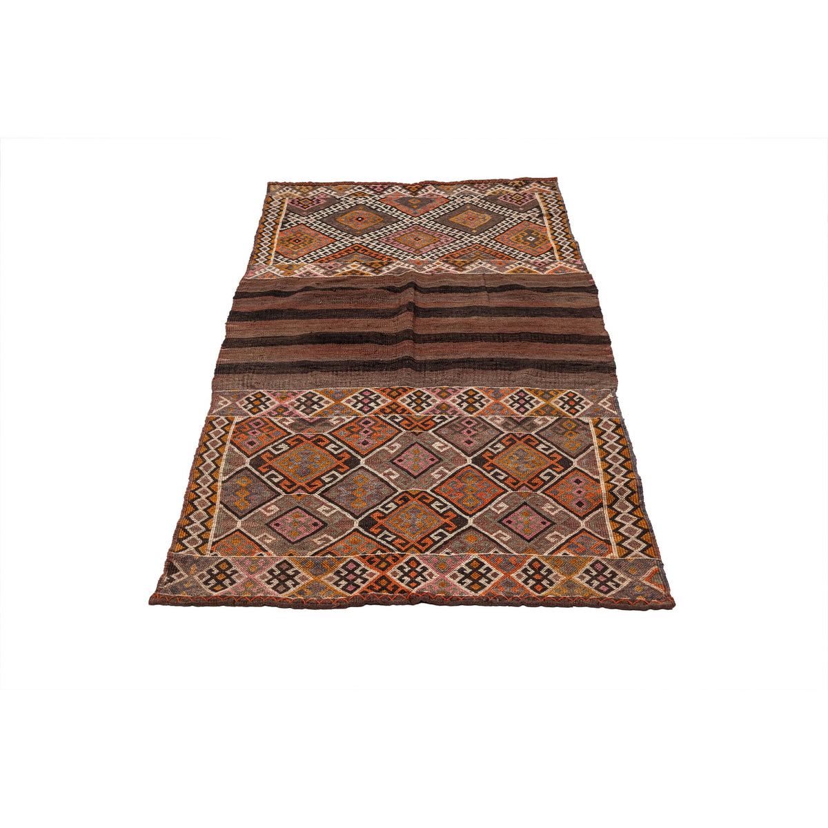 - (3'5'' x 6'5'') Handwoven Vintage Tribal Kilim Rug