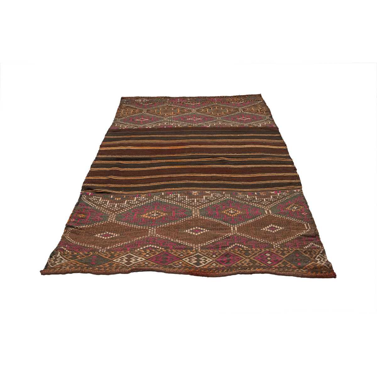 - (4'2''x 6'1'') Vintage Ethnic Kilim Rug