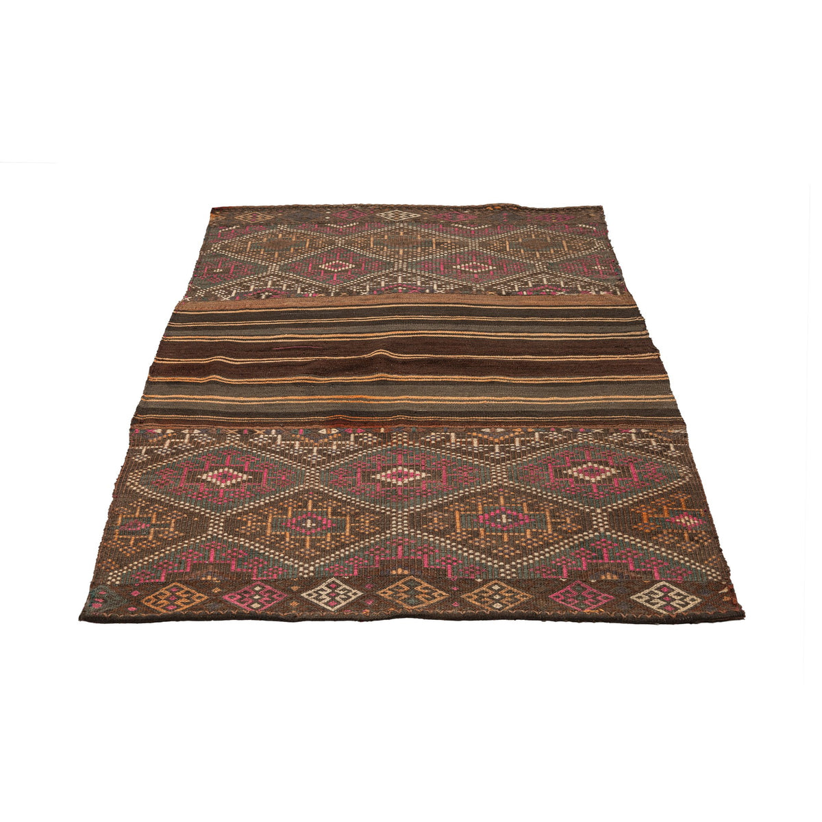 - (4' x 5'6'') Vintage Ethnic Square Kilim Rug