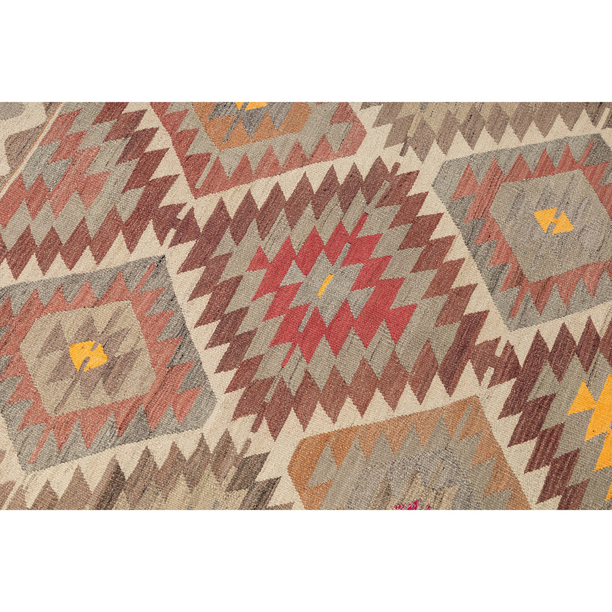 - (3'7'' x 4'6'') Geometric Vintage Small Kilim Rug