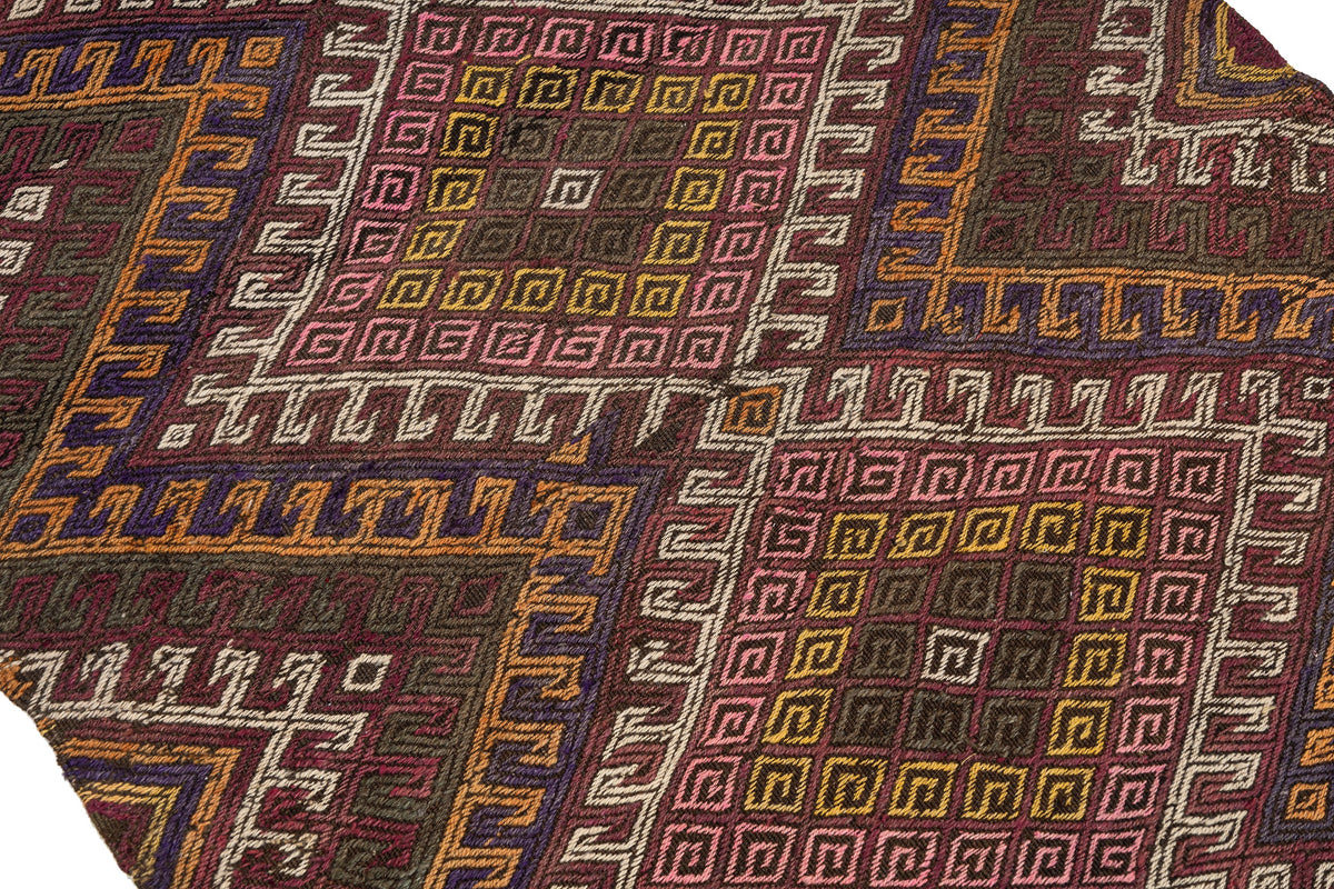 (3'6'' x 5'7'') Authentic Vintage Kilim Geometric Small Rug