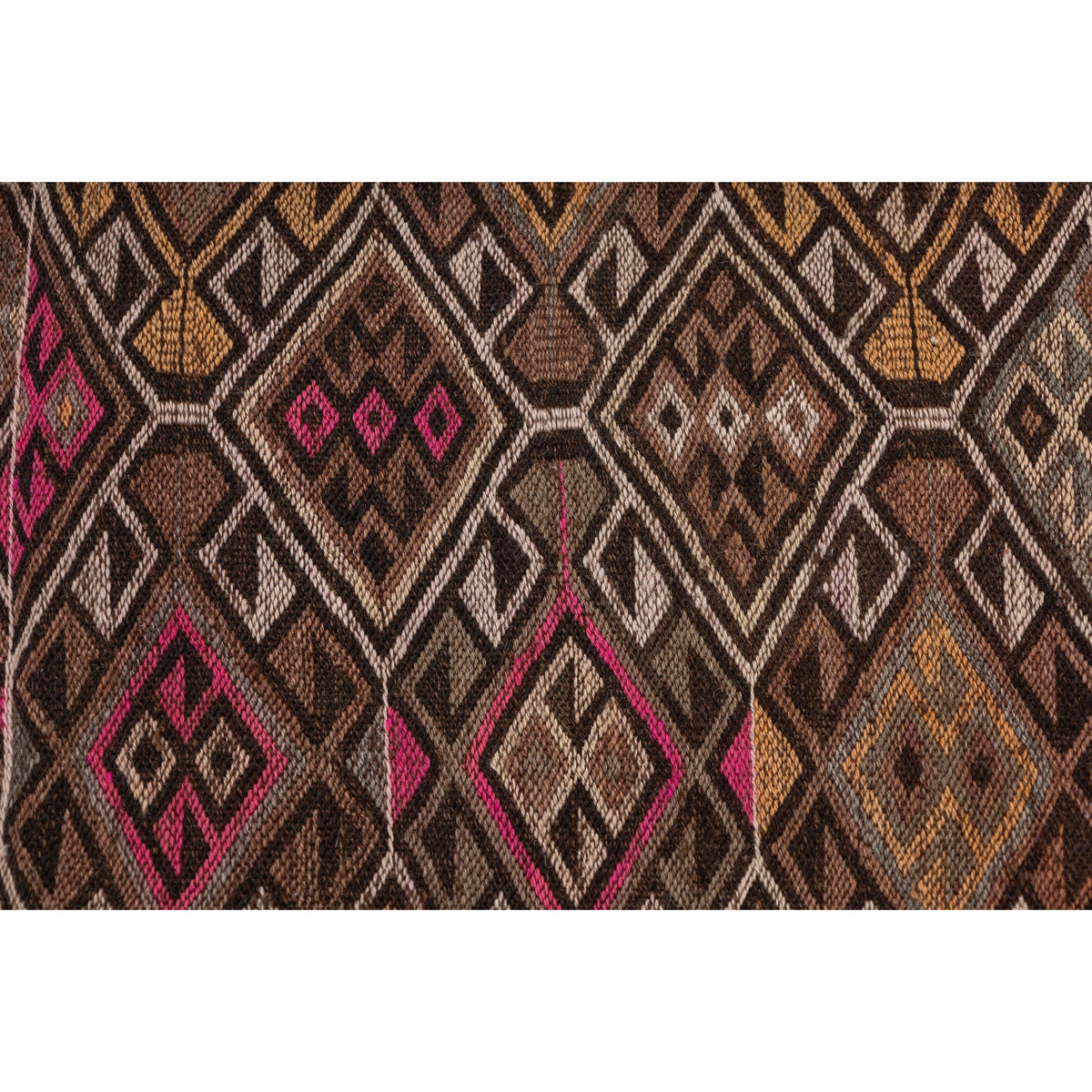 - (4'2''x 4'10'') Vintage Ethnic Square Kilim Rug