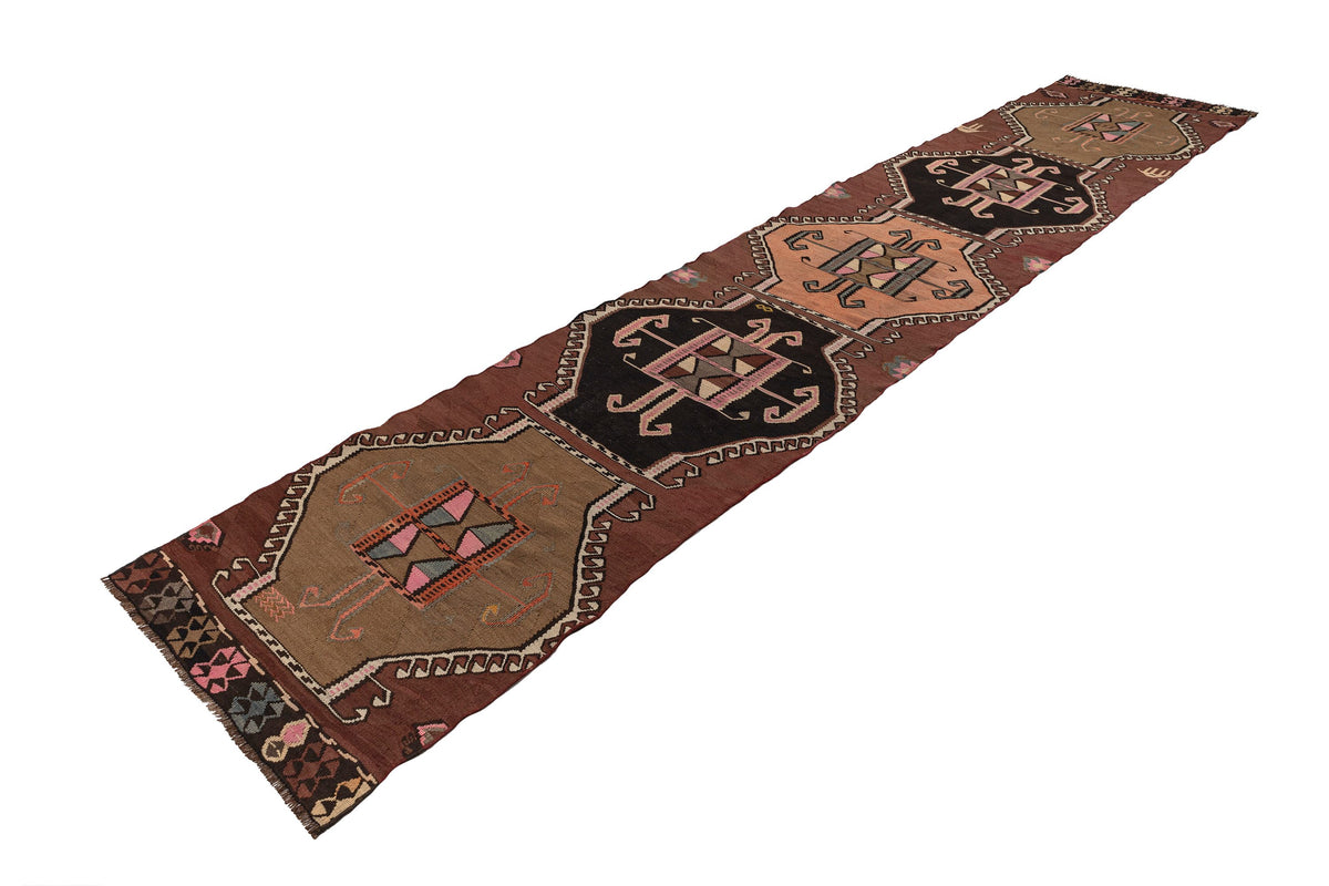 (2'10'' x 14'5'') Oriental Authentic Neutral Kilim Runner Rug