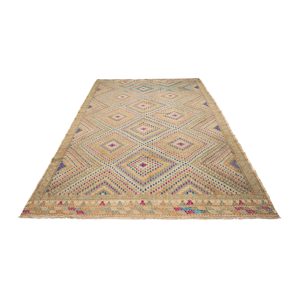 Serakh - (6'4'' x 10'1'') Vintage Turkish Kilim