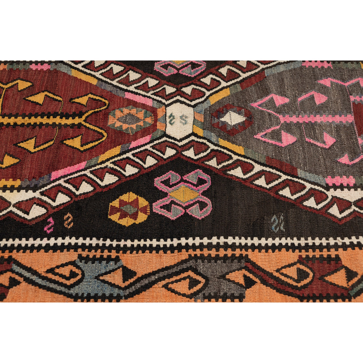 Kethun - (4'1'' x 12'2'') Vintage Turkish Kilim Runner