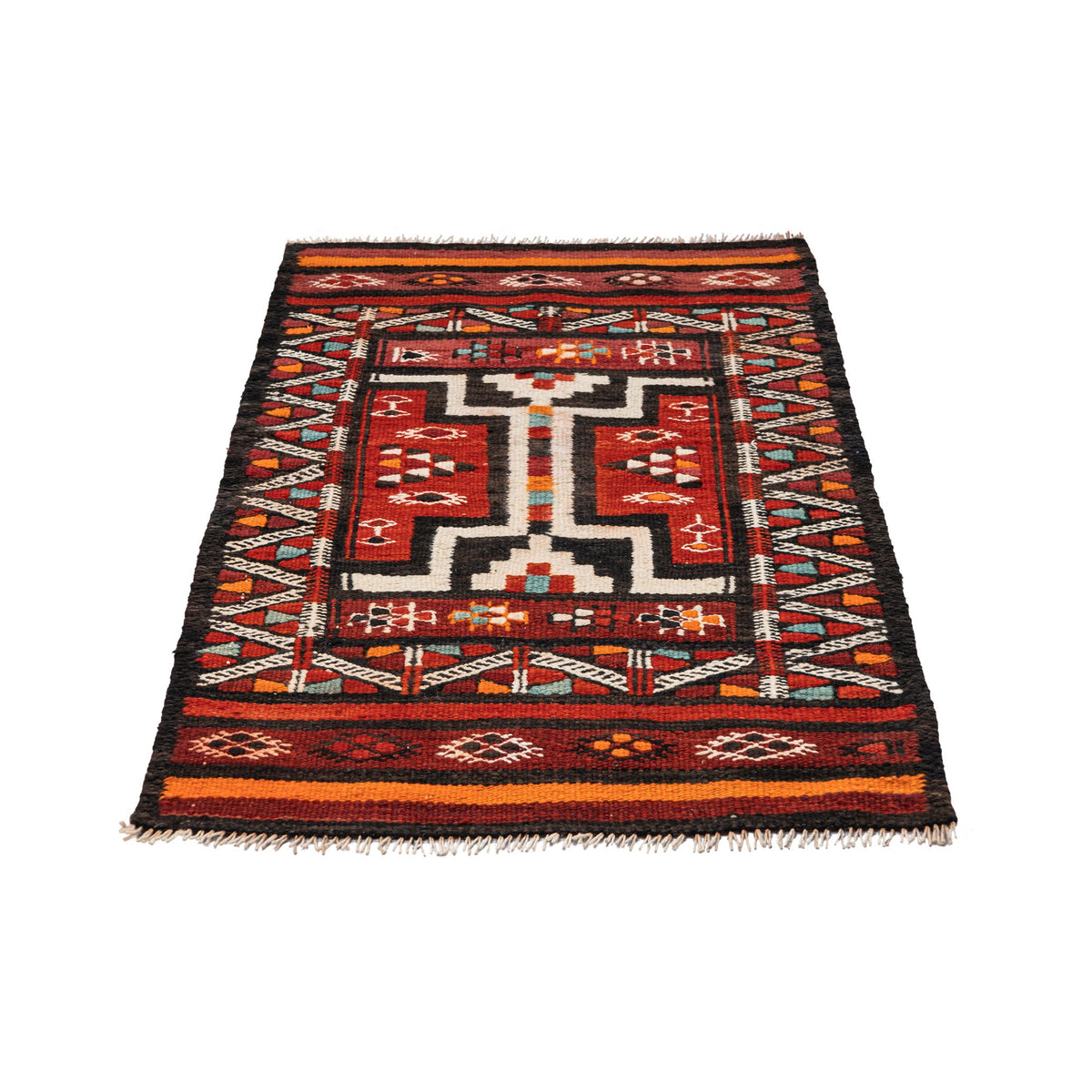 - (2'7'' x 4'4'') Vintage Ethnic Small Kilim Rug