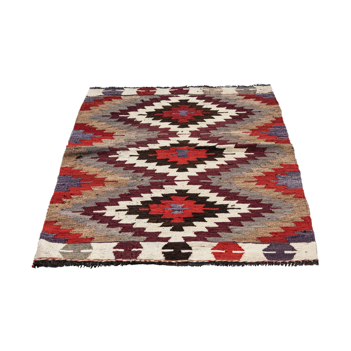 - (2'11'' x 4'7'') Geometric Vintage Small Kilim Rug