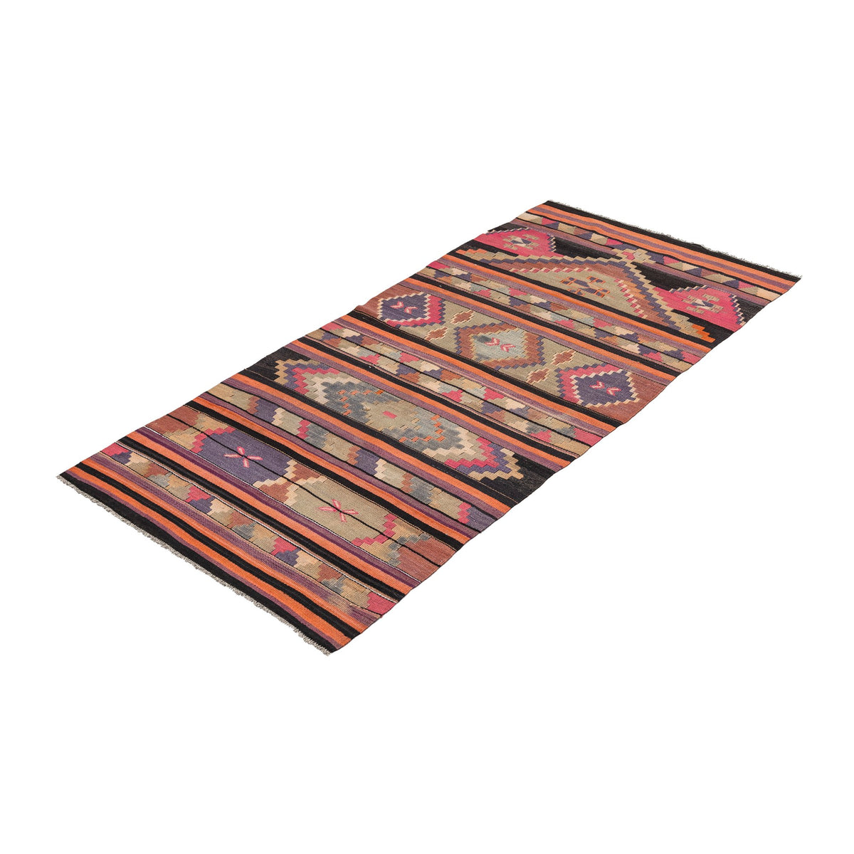 - (2'5'' x 5'7'') Vintage Ethnic Small Kilim Runner Rug