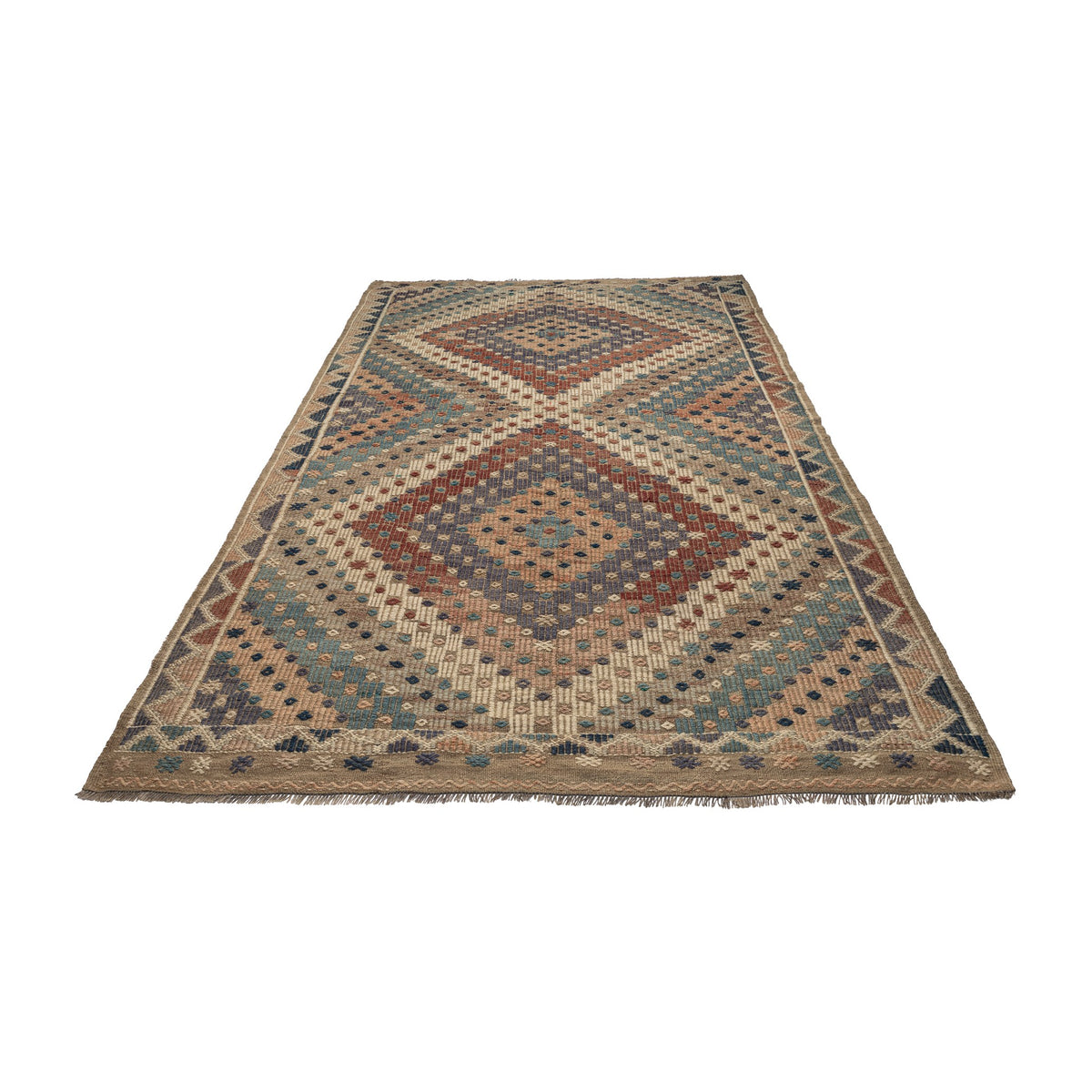 - (6'8'' x 10'3'') Vintage Turkish Kilim