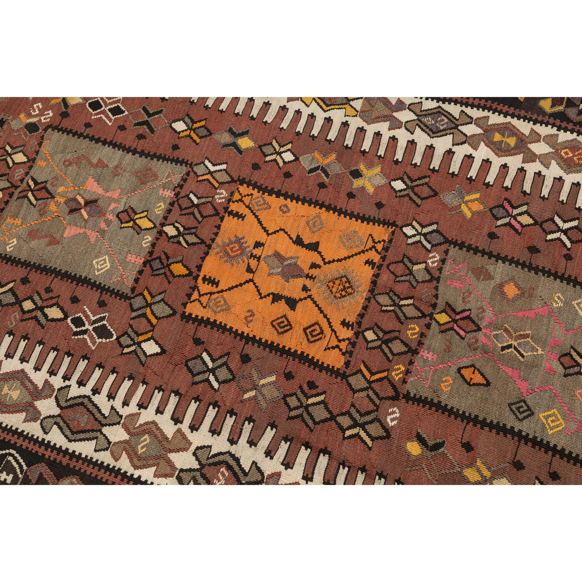 Shenber - (4'9'' x 12'6'') Vintage Turkish Kilim Runner