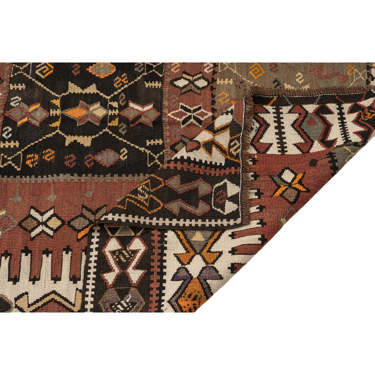 Shenber - (4'9'' x 12'6'') Vintage Turkish Kilim Runner