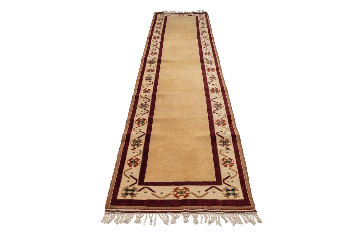 (2'10" x 12'2") Handmade Beige Runner Rug