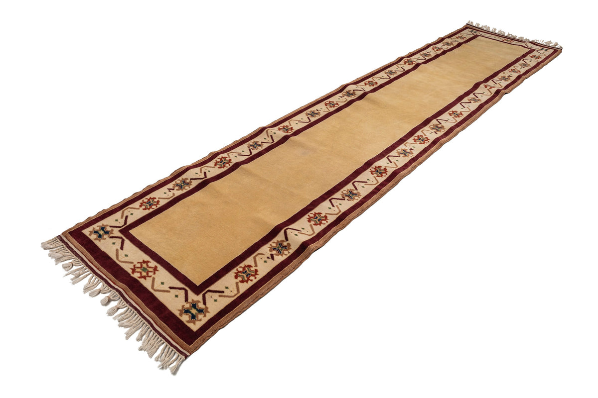 (2'10" x 12'2") Handmade Beige Runner Rug