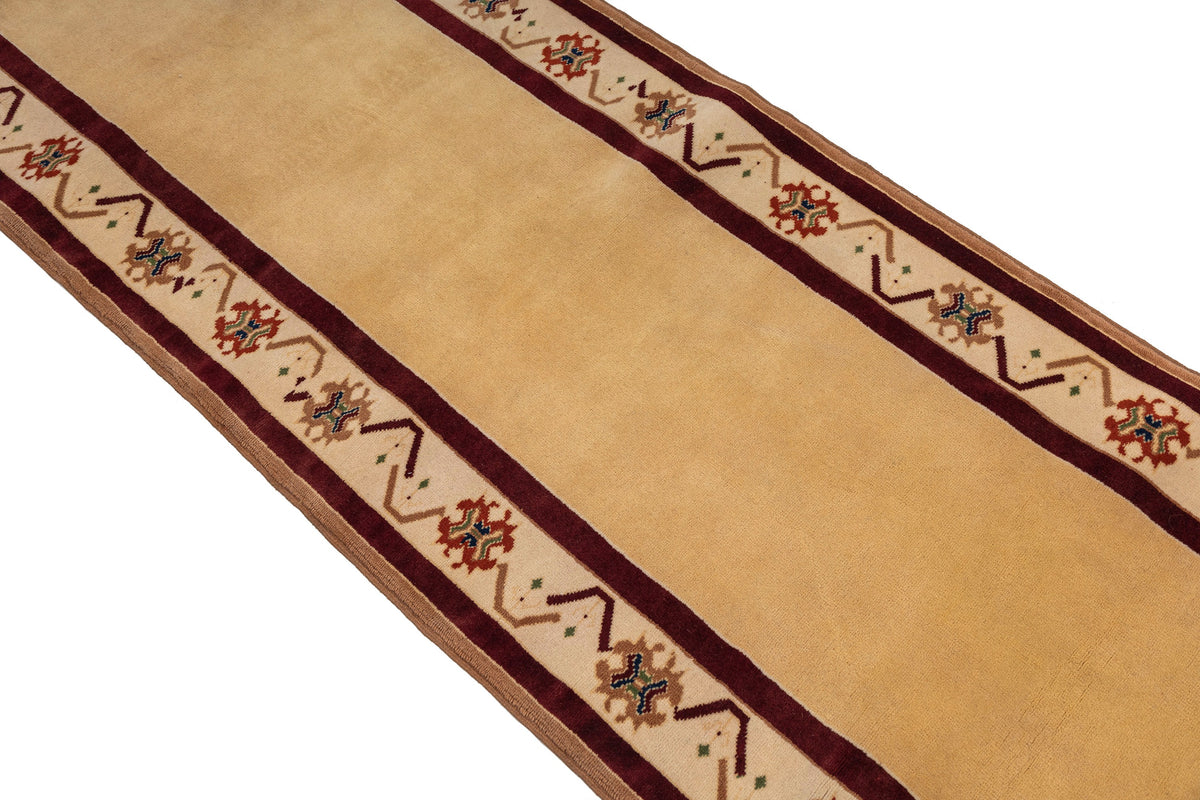 (2'10" x 12'2") Handmade Beige Runner Rug