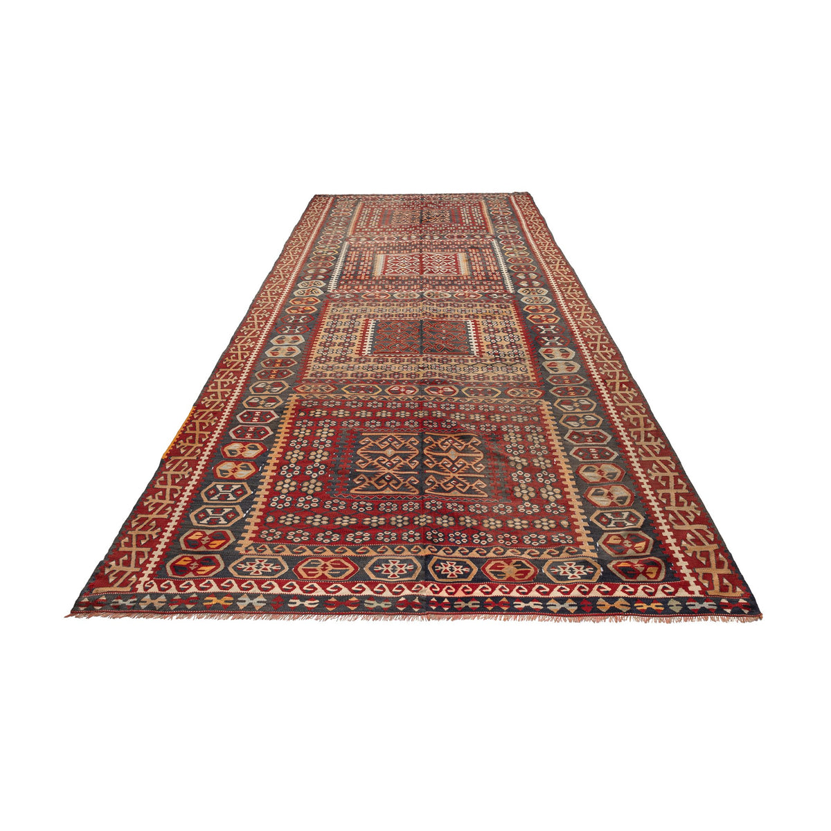 - (6' x 12'6'') Vintage Ethnic Kilim Rug