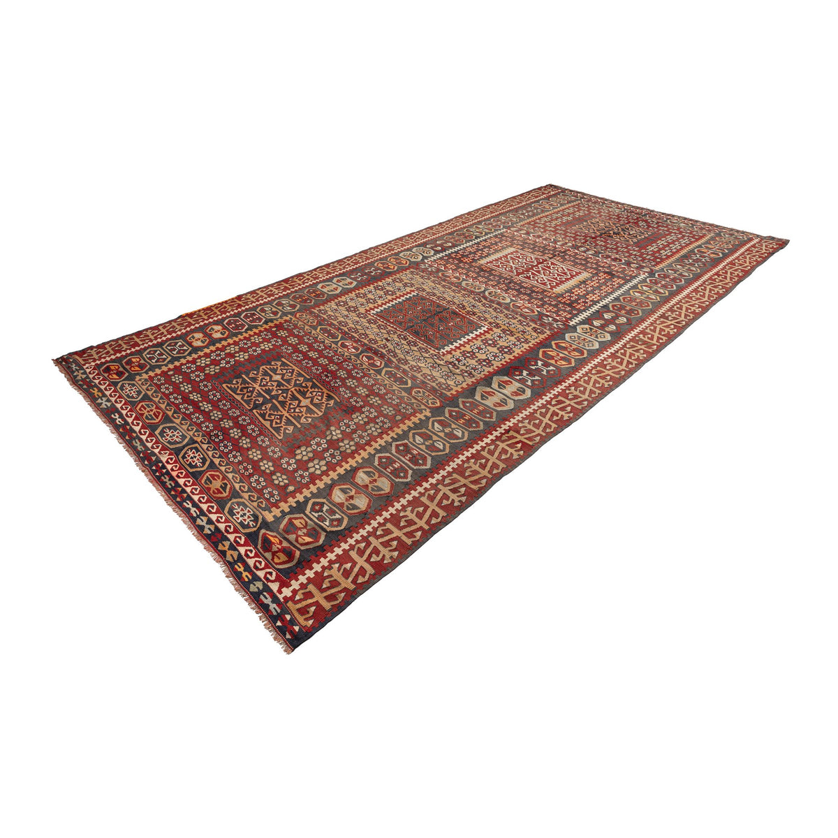 - (6' x 12'6'') Vintage Ethnic Kilim Rug