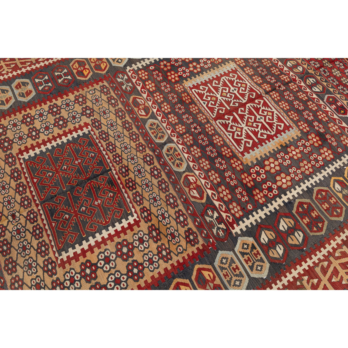 - (6' x 12'6'') Vintage Ethnic Kilim Rug