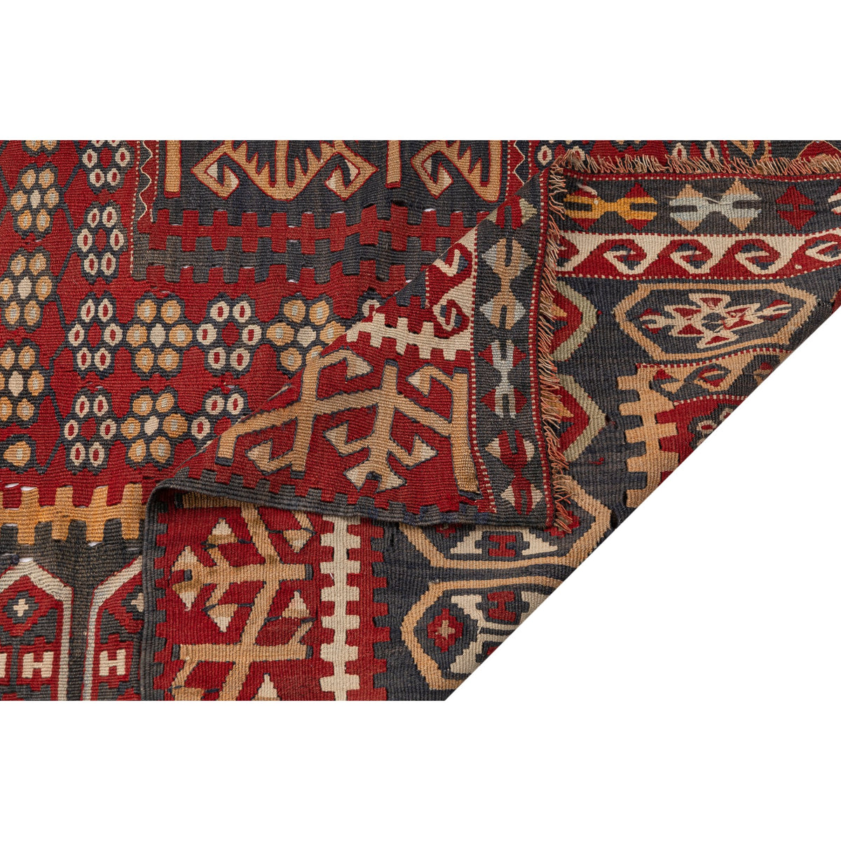 - (6' x 12'6'') Vintage Ethnic Kilim Rug