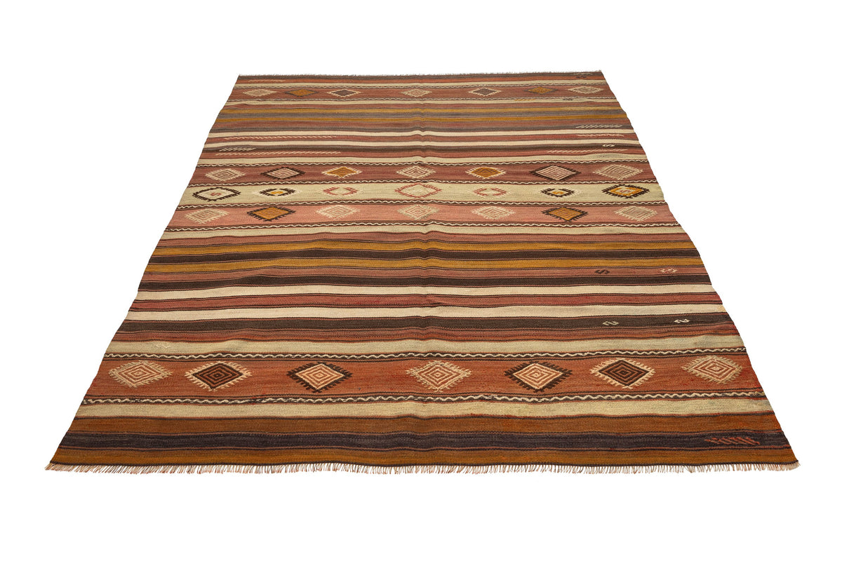 (6' x 7'4'' ) Authentic Oriental Striped Kilim Area Rug