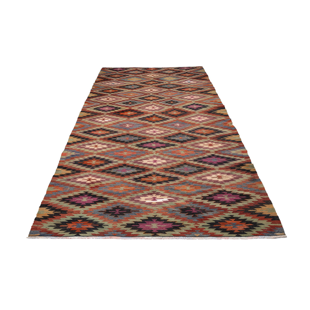 - (5'1'' x 10'4'') Vintage Turkish Kilim