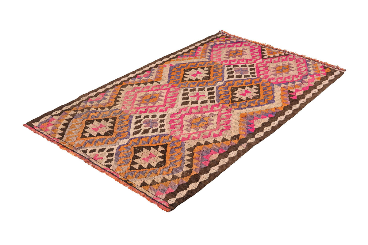 (3'2'' x 4'11'') Oriental Authentic Small Pink Kilim Rug