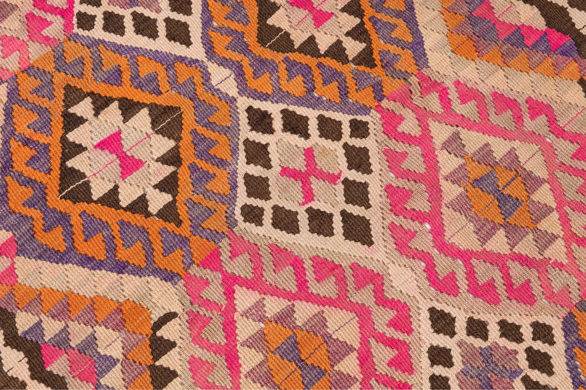 (3'2'' x 4'11'') Oriental Authentic Small Pink Kilim Rug