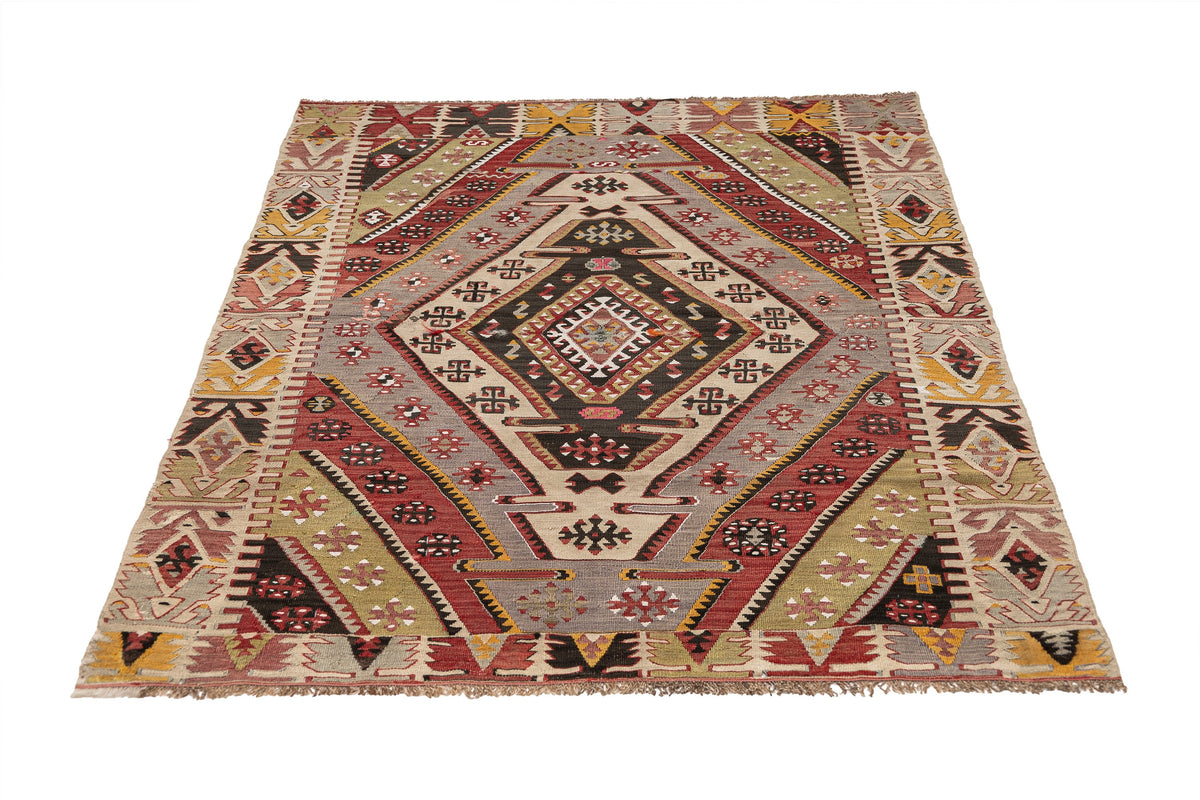 (3'8'' x 5'5'') Handwoven Vintage Small Kilim Rug