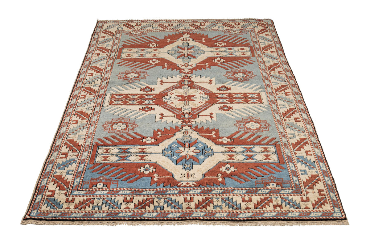 (4'6" x 6'1") Handmade Turkish Oriental Blue Rug