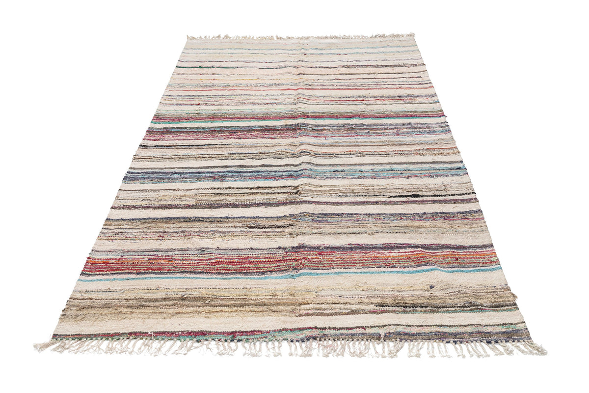 (4'7'' x 8'4'') Handwoven Vintage Striped Kilim Rug