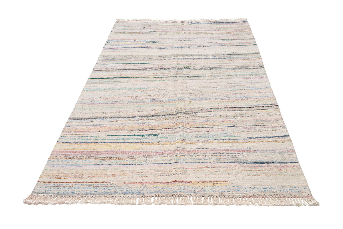 (4'7'' x 8'1'') Handwoven Vintage Striped Kilim Rug