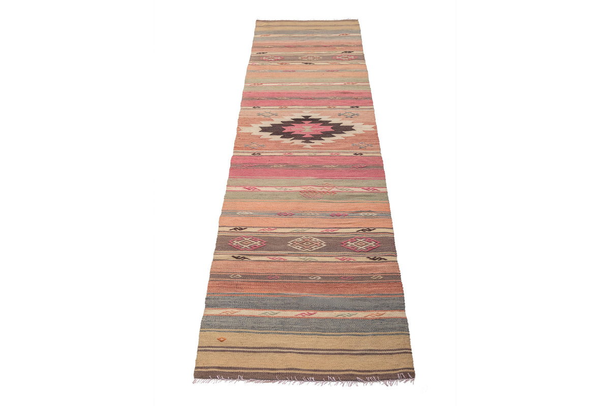 (2' x 7'10'') Oriental Authentic Neutral Kilim Runner Rug