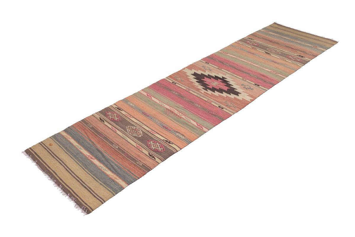 (2' x 7'10'') Oriental Authentic Neutral Kilim Runner Rug