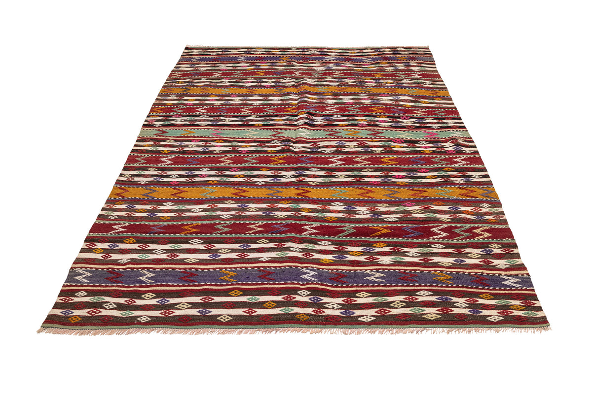 Handmade Multicolor Striped Kilim Area Rug